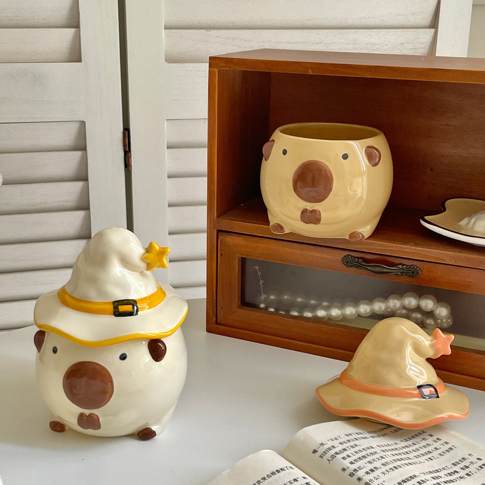 Cute Capybara Mug | Ceramic Coffee Mug with Lid | Kawaii Cup | Women's Gift | Coffee Mug | Tea Cup | Milk Mug | Birthday Gift | Office Mug